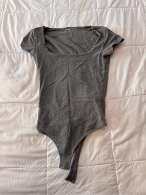 Abercrombie & Fitch Charcoal Square Neck Short-Sleeve Bodysuit